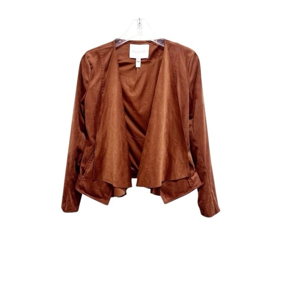 Anthropologie Hutch Faux Suede Open Front Jacket Drape Brown Women's Size XS - Picture 2 of 5